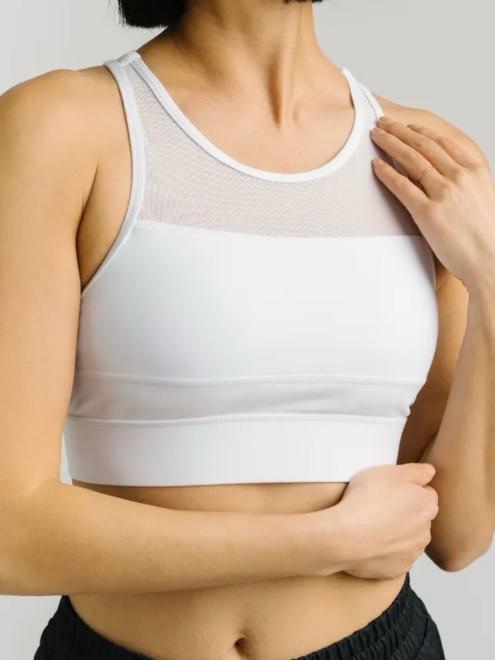 Zyia Active High-Neck White Mesh Sports Bralette